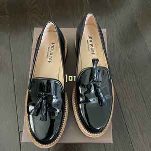 Jon Josef Black Patent Leather loafers with chunky heel, size 38